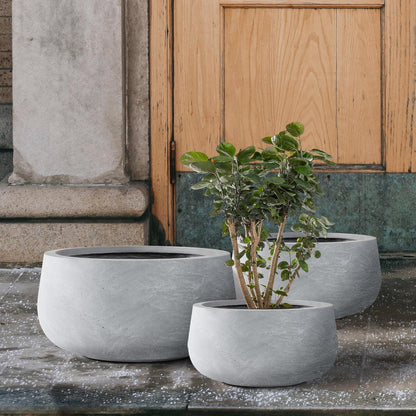 Kante 19.6",15.7",11.8" Dia Round Concrete Planters Set of 3, Cement Plant Pots with Drainage Hole