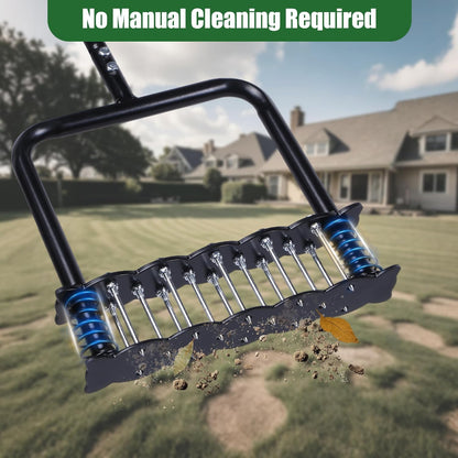 Lawn Aerator Tool, Manual Lawn Aerators with 14 Iron Spikes, Spring-Loaded Design Lawn Air Aerator