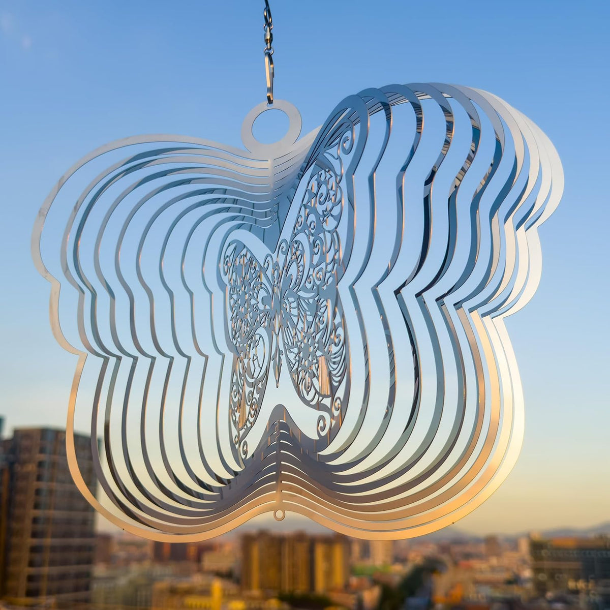 Wind Spinners Outdoor, 3D Butterfly Hanging Wind Spinners, 12 inches, Kinetic, Stainless-Steel