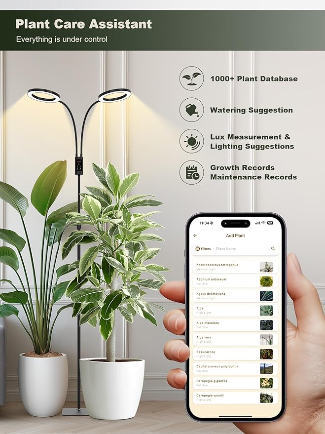 GLOWRIUM Smart Grow Lights for Indoor Plants, 48W Full Spectrum Plant Lights, Bluetooth App &