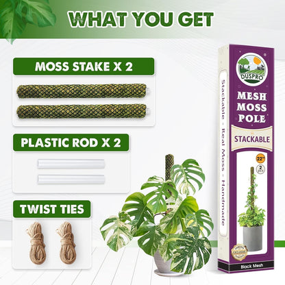 DUSPRO Stackable Mesh Moss Pole for Plants Monstera Potted Plant Stakes for Indoor Plants