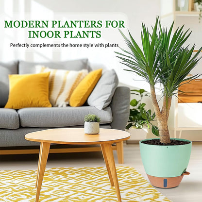 8/10/12 Inch Self Watering Pots for Indoor/Outdoor Plants - Large Plastic Planter with Drainage