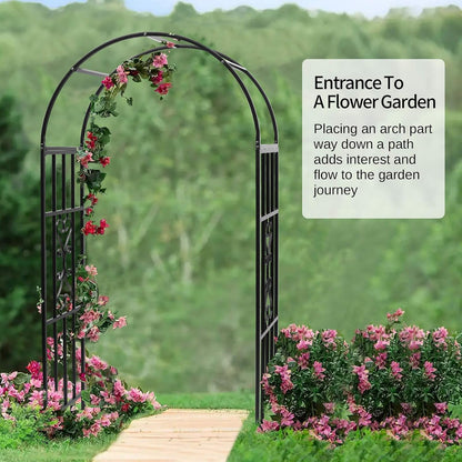 Arbors, Curved Metal Endurable Iron Trellis Plants Stand Use for Outdoor Garden Arbor Climbing
