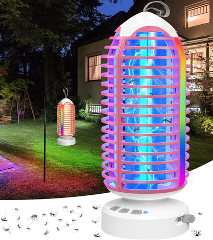 Bug Zapper Outdoor with Colorful Lighting and Auto-Sensing, 3 in 1 Cordless 4000mAh Battery