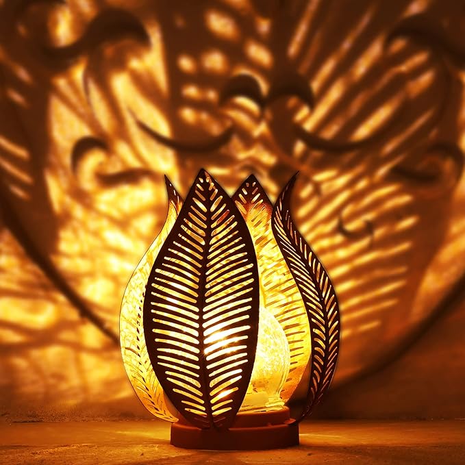 Solar Outdoor Lights Garden Decor Waterproof Crackle Glass Globe,Metal Yard Art Outdoor Solar