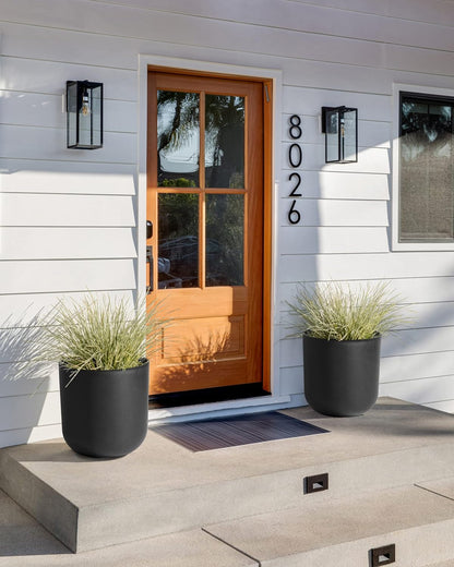Veradek Round Black Plastic Planter Pots for Indoor/Outdoor Garden Use, with Drainage Holes