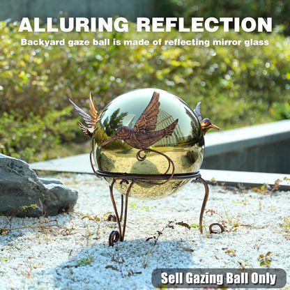 VCUTEKA Gazing Ball, 10" Stainless Steel Mirror Ball Reflective Garden Sphere, Gazing Globe for