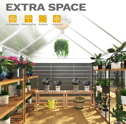 DWVO 6x16FT Polycarbonate Greenhouse Heavy Duty Green Houses Outdoor Aluminum Greenhouses with