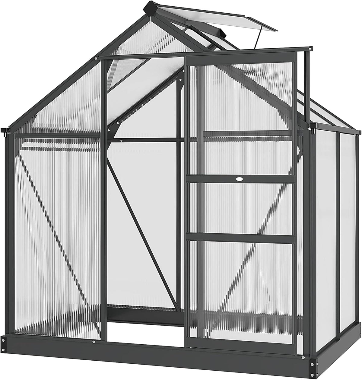 Outsunny 6' x 4' Greenhouse for Outdoors, Polycarbonate Greenhouse with Rain Gutter and Roof Vent