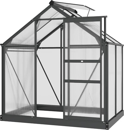 Outsunny 6' x 4' Greenhouse for Outdoors, Polycarbonate Greenhouse with Rain Gutter and Roof Vent
