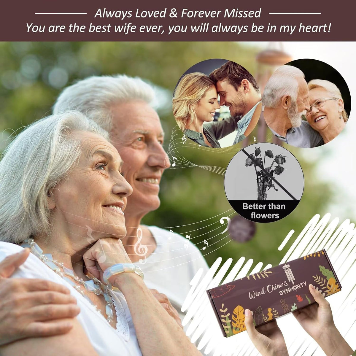 Memorial Gifts for Loss of Wife, 25''Memorial Wind Chimes of Sympathy Gifts for Loss of Wife