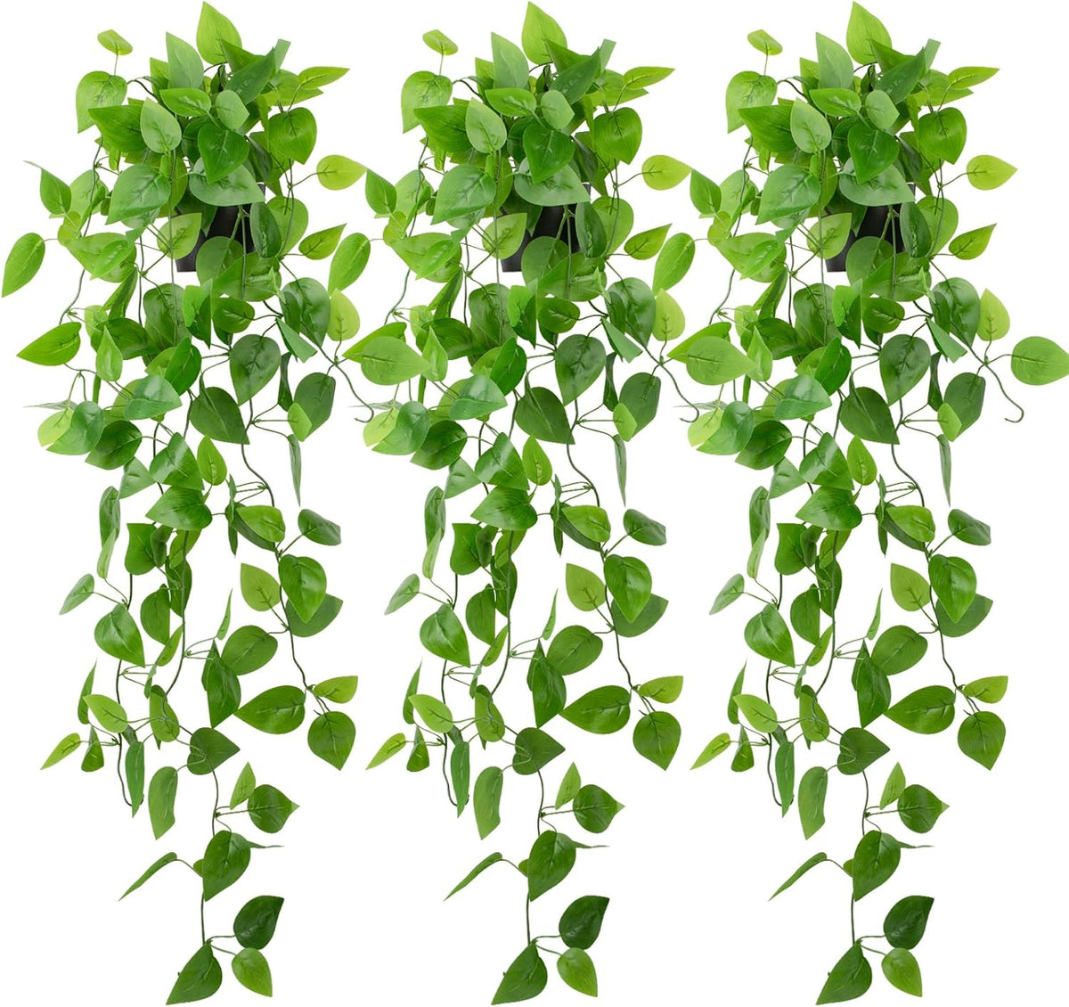 LOYWREE 3 Pack Small Artificial Hanging Plants with Faux Ivy Vine and Hanging Pothos 39Inch Fake