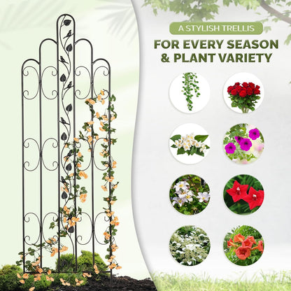 Idzo 71 in. Decorative Metal Trellis for Climbing Plants Outdoor, Heavy-Duty Steel Garden Trellis