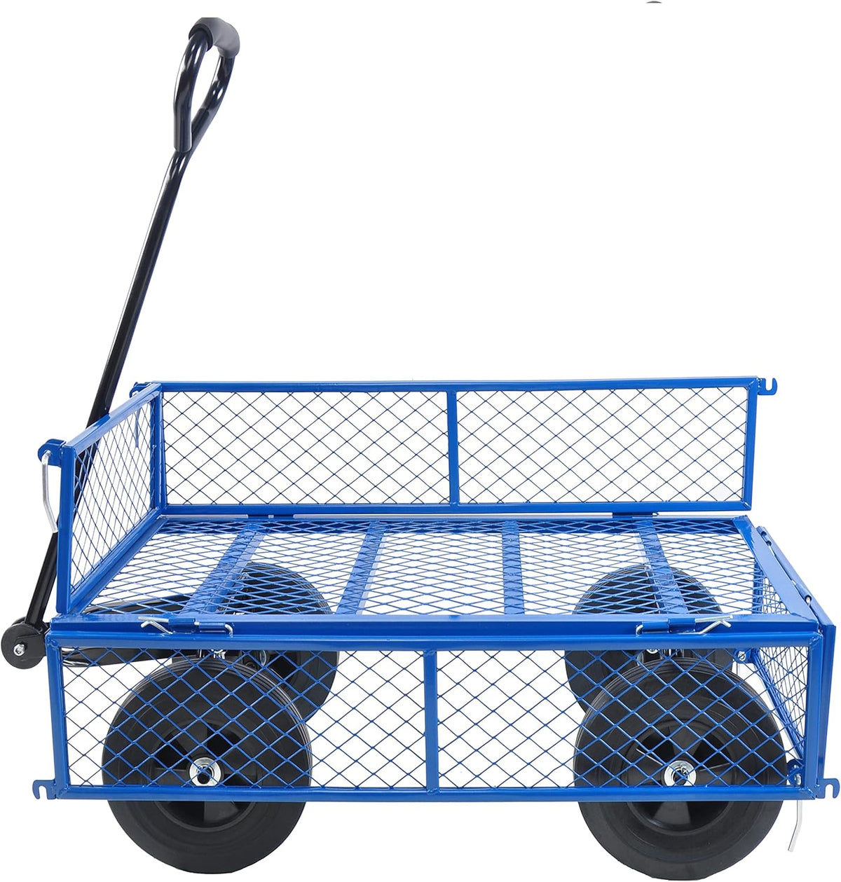 Solid Wheels 10" Flat Free Tires Steel Garden Wagon cart A Large-Capacity mesh with a Load of