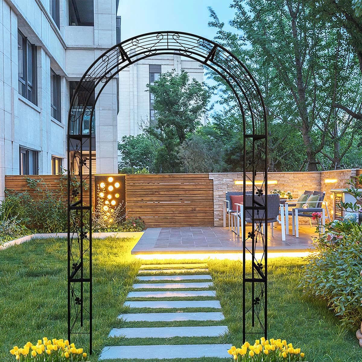 Metal Garden Arch, Garden Arch Trellis for Climbing Plants Outdoor, Garden Arbor for Weddings Party