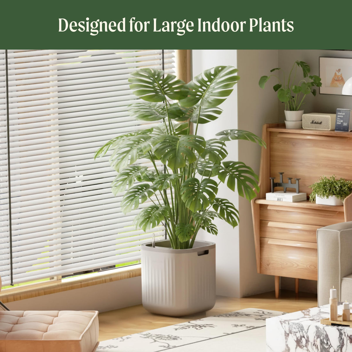 15 Inch Self-Watering Planter for Indoor Plants – Large Modern Plant Pot with Built-In Water