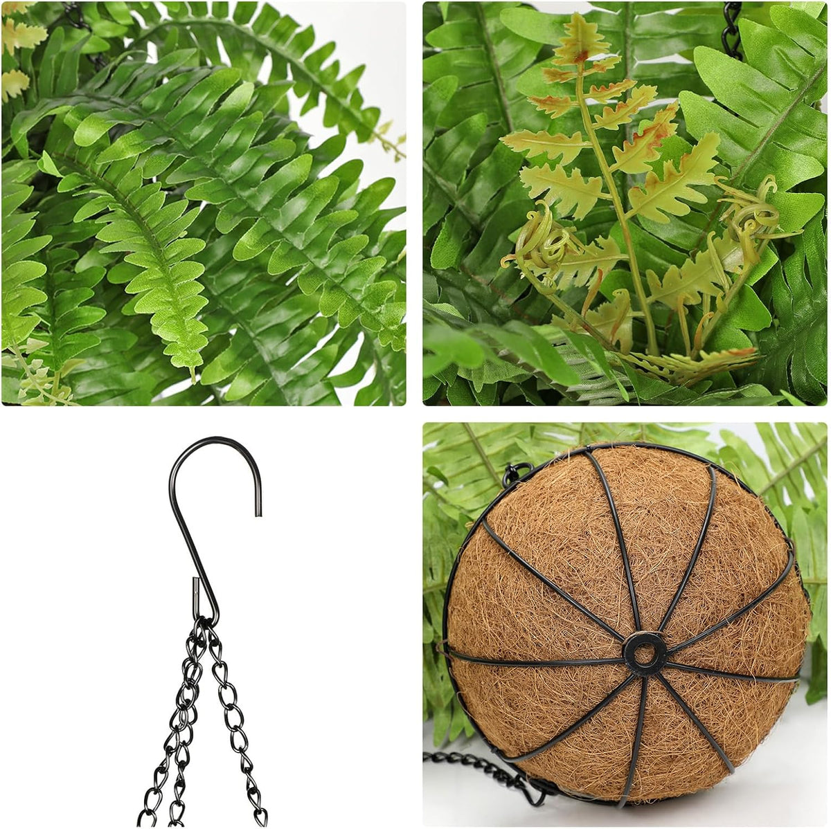 Fake Hanging Plants Large Boston Fern Artificial Plants Outdoor Realistic Fake Ferns with Palm