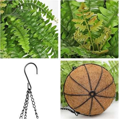 Fake Hanging Plants Large Boston Fern Artificial Plants Outdoor Realistic Fake Ferns with Palm