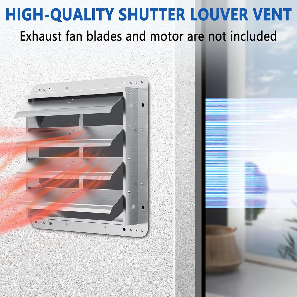 16 Inch Galvanized Shutter Exhaust Louver Vent, Automatic Gravity Shutter Louver Vent for Home