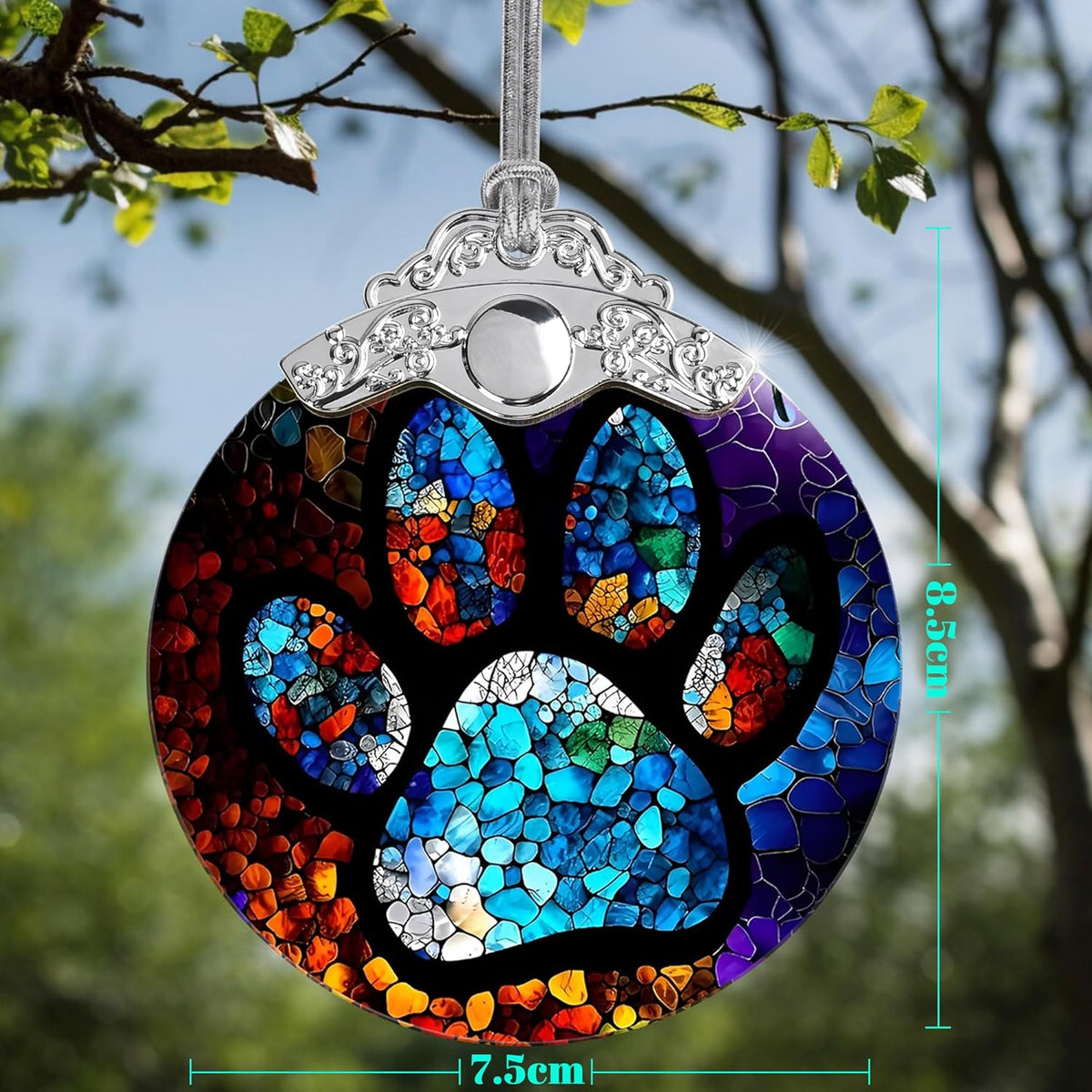 Stained Glass Christmas Ornaments, Jocidea Pet Ornaments for Christmas Tree, Christmas Tree Decor