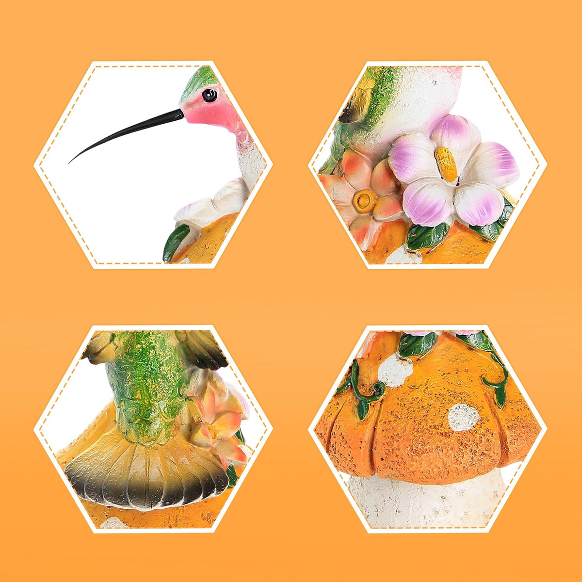 Hummingbird Stand on Mushroom for Garden Decorations,Hummingbird Statue for Outdoor Backyard Yard