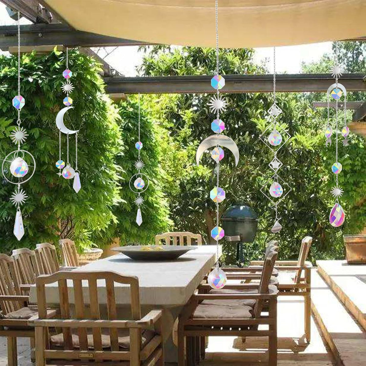 6Pieces Crystal Suncatchers for Window Hanging Sun Catcher with Chain Rainbow Maker Crystal Prisms