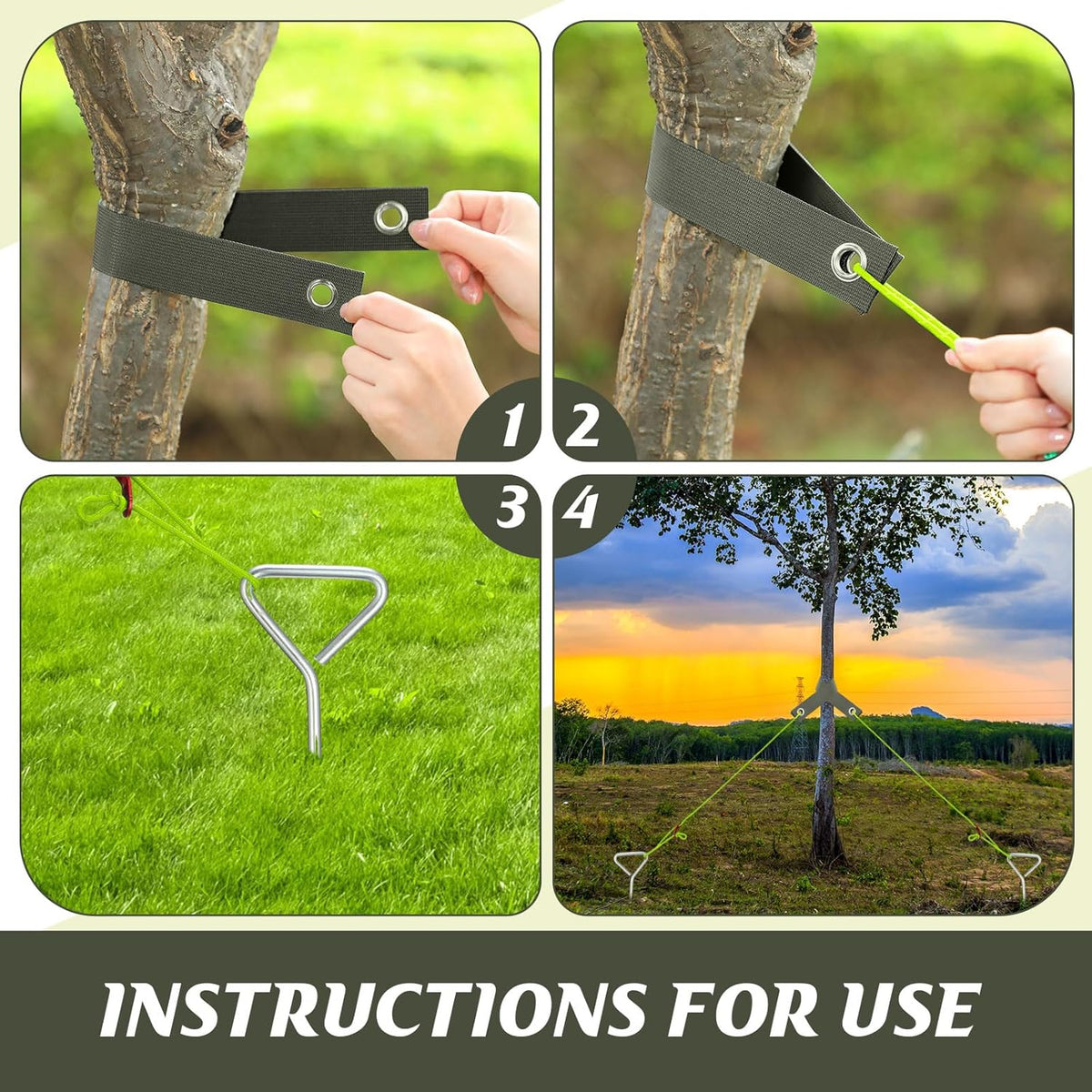 Sintuff 12 Set Tree Stakes and Supports Kit for Anti Hurricane Leaning Trees Straightening Heavy