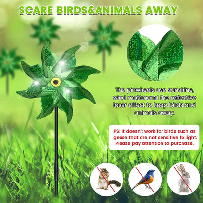 10 PCS Reflective Pinwheels for Yard and Garden Bird Devices Pre-Installed Sparkly Wind Spinner