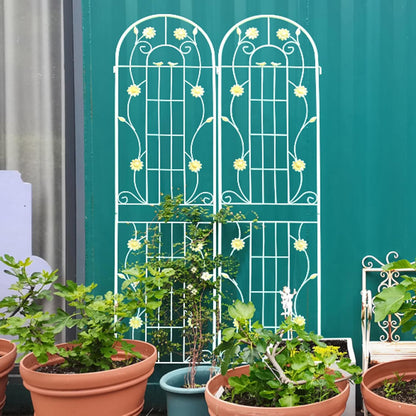 2 Pack Metal Garden Trellis 86.7" H Garden Fence Rustproof Trellis Cream White for Climbing Plants