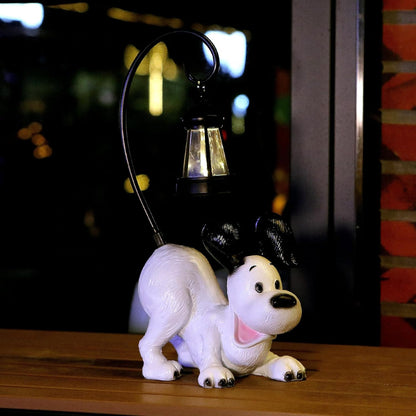 Laughing Dog Figurine with Solar-Powered LED Light 15.9 Inches Tall Perfect for Gift Garden Decor