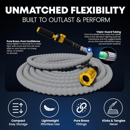 TITAN Flexible Garden Hose 50FT – Ultra Lightweight, Heavy Duty Water Hose with Brass Fittings &