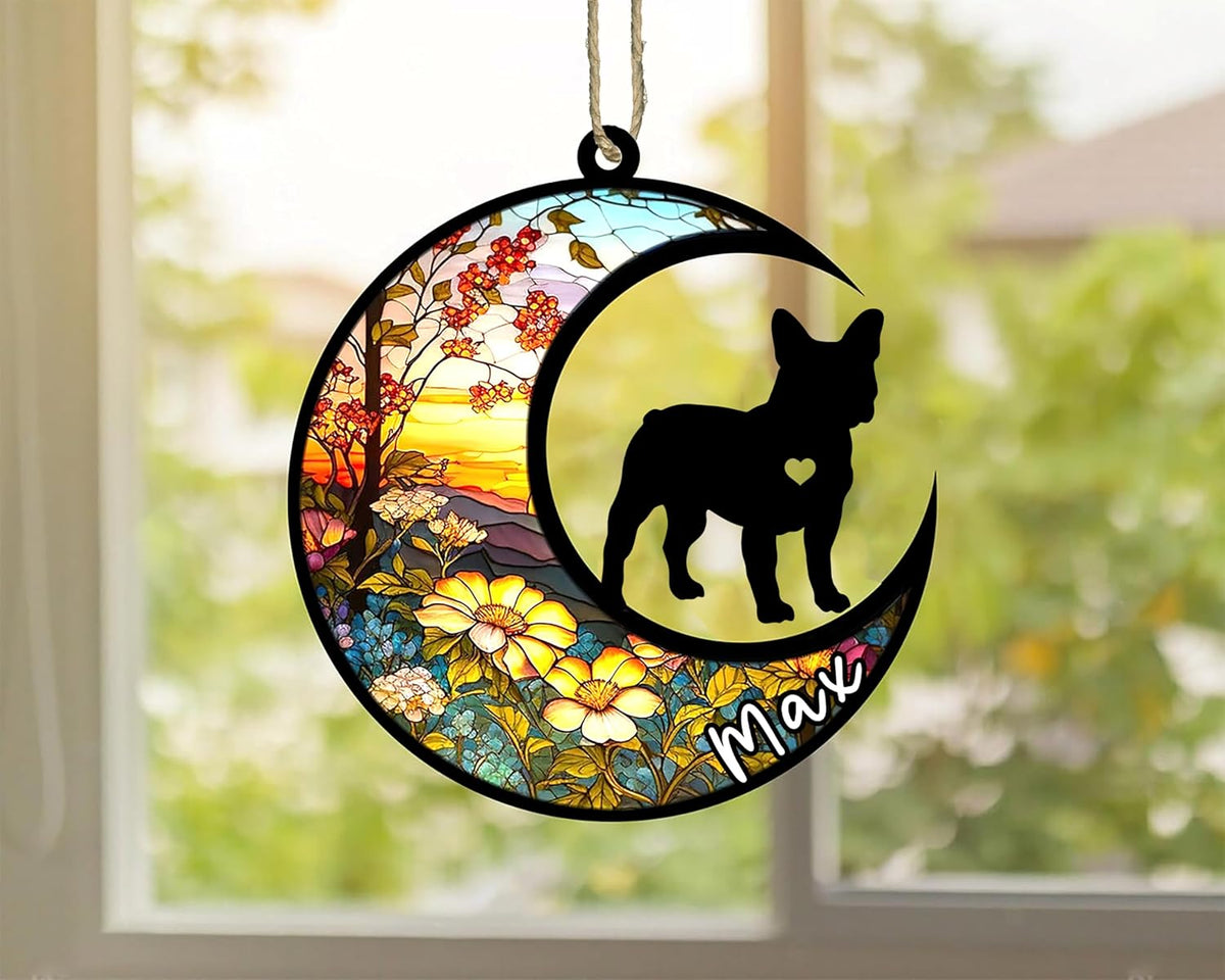 Personalized Dog Memorial, Custom Name French Bulldog-Frenchie Dog Christmas Ornament with Name