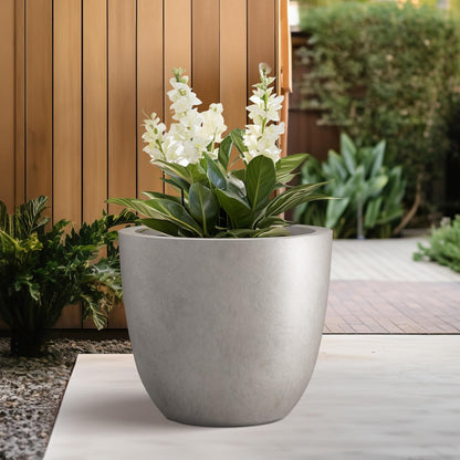 Kante 10 Inch Dia Round Concrete Planter, Indoor Outdoor Large Plant Pot with Drainage Hole and