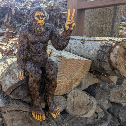 John Bernard & Company Bigfoot Peace Sign Decorative Sasquatch Yeti Statue/Figurine Indoor/Outdoor