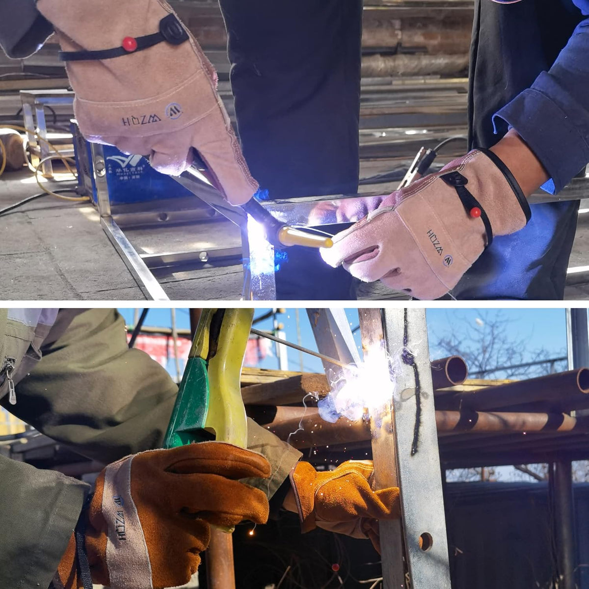 Leather Work Gloves for Men or Women. Small Glove for Gardening, Tig/Mig Welding, Construction
