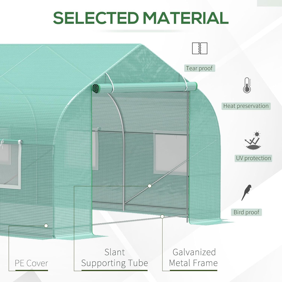 Outsunny 20' x 10' x 7' Outdoor Walk-in Greenhouse, Tunnel Green House with Roll-up Windows
