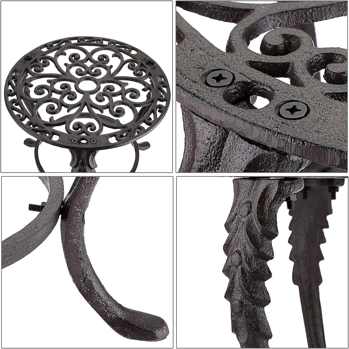 OwnMy Heavy Duty Cast Iron Plant Stand Vintage Iron Flower Pot Holder, Rustic Decorative Round