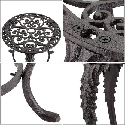 OwnMy Heavy Duty Cast Iron Plant Stand Vintage Iron Flower Pot Holder, Rustic Decorative Round