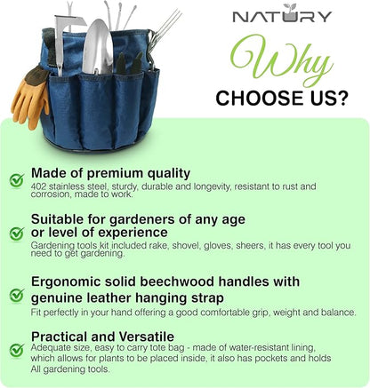Garden Tools Set – Premium Stainless Steel Gardening Hand Tools with Solid Beechwood Handle