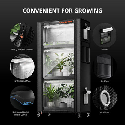 Spider Farmer 2025 Plant Stand with Grow Lights, 4-Tier Plant Shelf with 6Pcs 2ft Full Spectrum LED