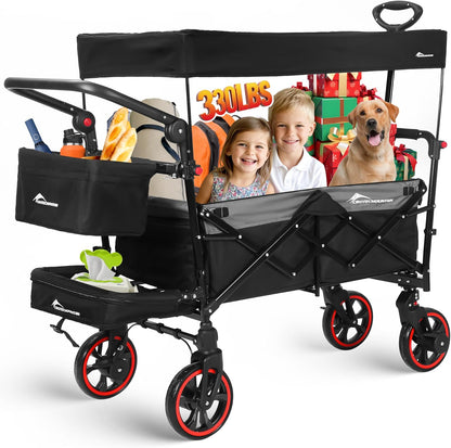 Collapsible Canopy Wagon,Large Capacity Trolley, Foldable Portable cart with Canopy, Adjustable