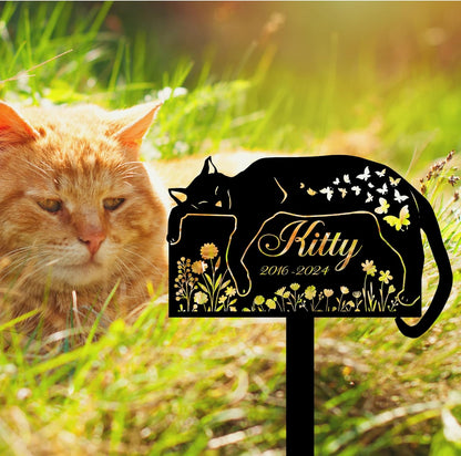 Personalized Cat Grave Marker – Custom Outdoor Pet Memorial Stone with Name and Years, Cat
