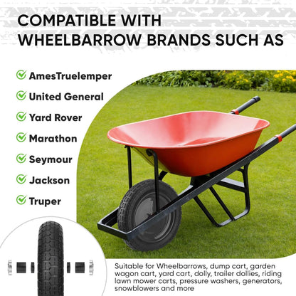 TICONN 4.80/4.00-8 Tire, 14.5" Flat Free Wheelbarrow Tire and Wheel, Solid Replacement Tires with