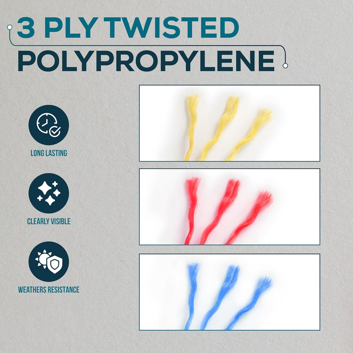 3 Roll Mason Line String – 262ft, 1.3mm Thick Twisted Polypropylene – Durable Construction Twine