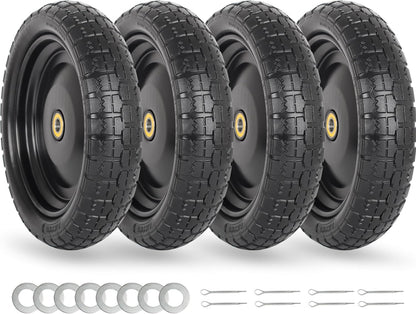 13" Flat-free Solid Tire and Wheel Replacement, with 5/8" Axle Bore Hole, 2.2" Offset Hub for