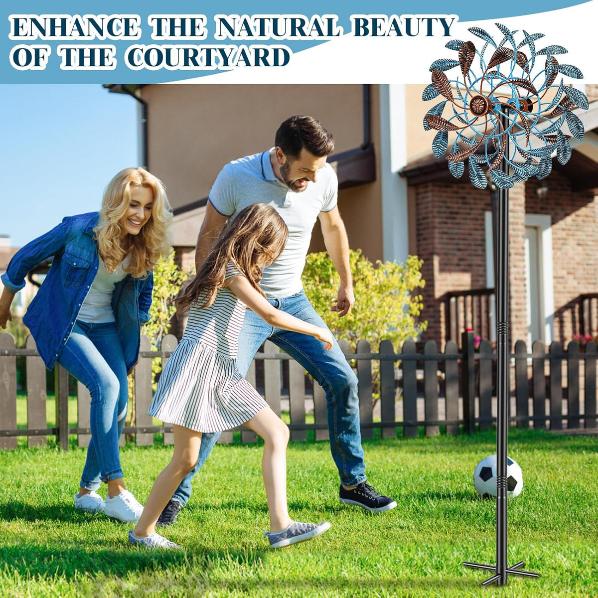 360° Wind Spinners Outdoor, Wind Sculptures Windmill with Metal Stake, Kinetic Large Metal Yard Art