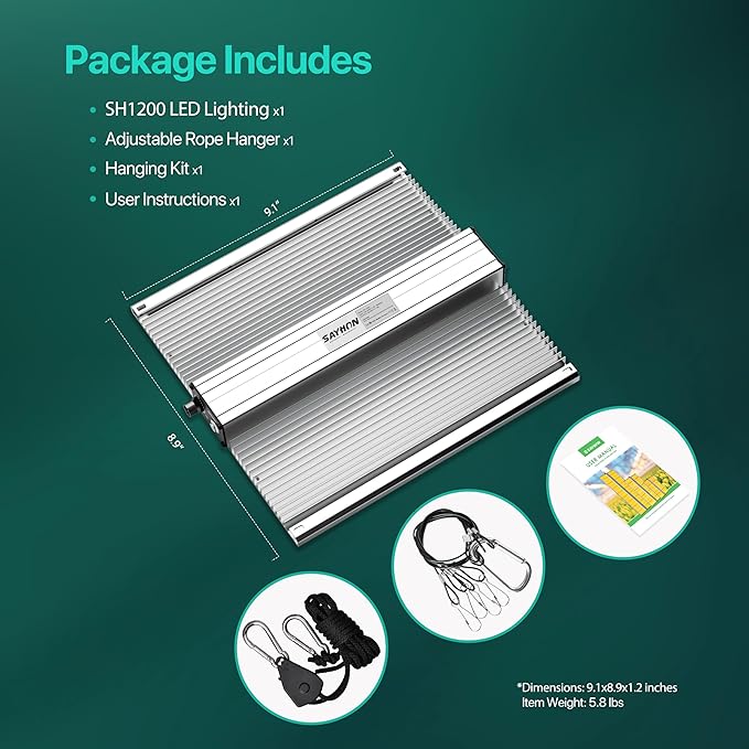 2025 Upgraded SH1200 Led Grow Light,Dimmable Full Spectrum LED Growing Lights with UV&IR for Indoor