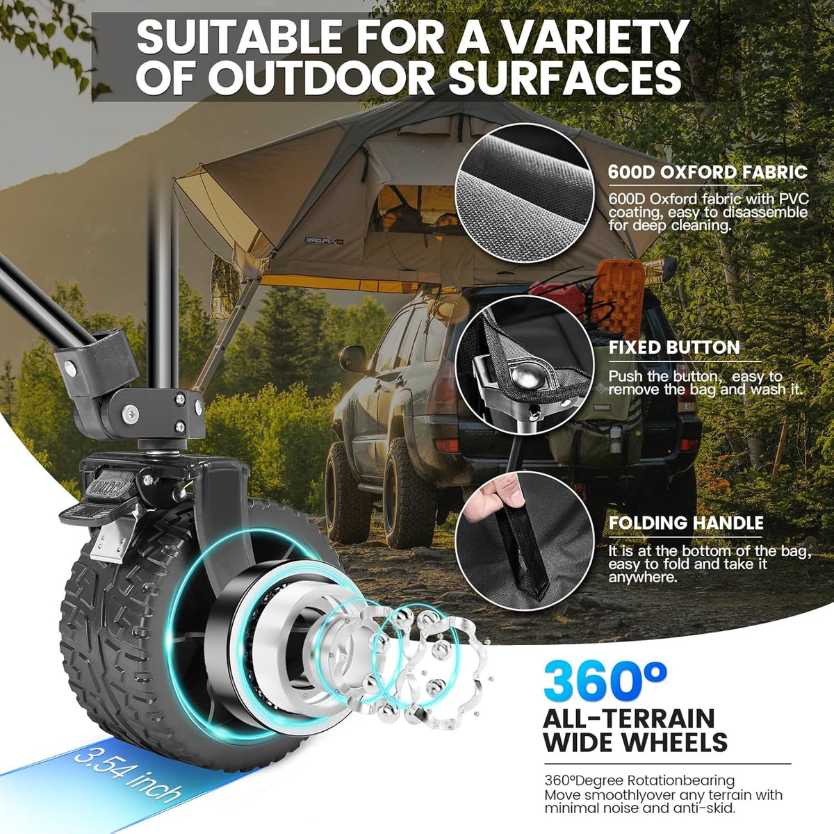 Wagon Cart Shopping Foldable Folding Collapsible with Wheels Big On Beach Garden Outdoor Grocery