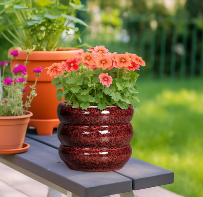 SQOWL Ceramic Flower Pots - 8 Inch Planter for Indoor Plants, Ceramic Plant Pot with Drainage Hole
