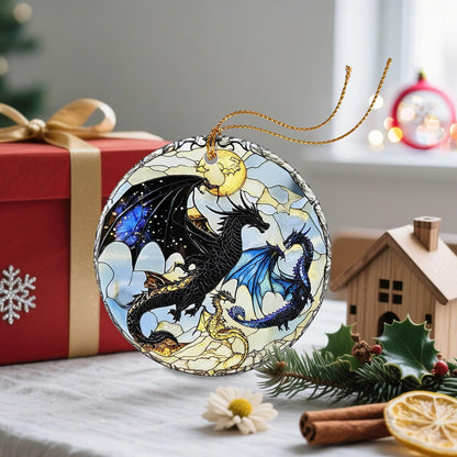 Christmas Ornament, Christmas Decoration, Ceramic-Style Dragon Ornament, Heirloom Keepsakes